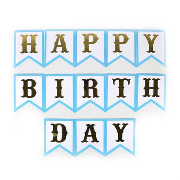 Happy Birthday Hanging Banner - White/Blue (60003) The Stationers